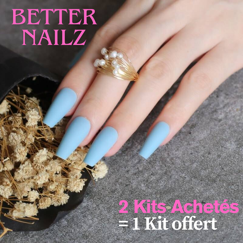 Faux Ongles Bleu Ciel