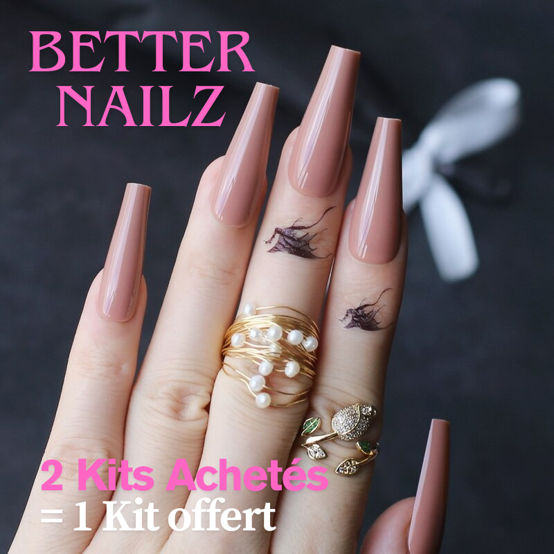 Faux Ongles Marron clair Ballerine Longs