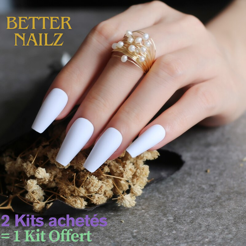 Faux Ongles Blanc Longs en Forme Amande
