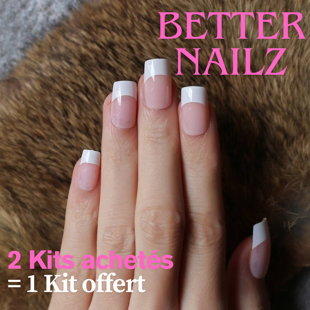 Faux Ongles French Carré Courts Rose & Blanc