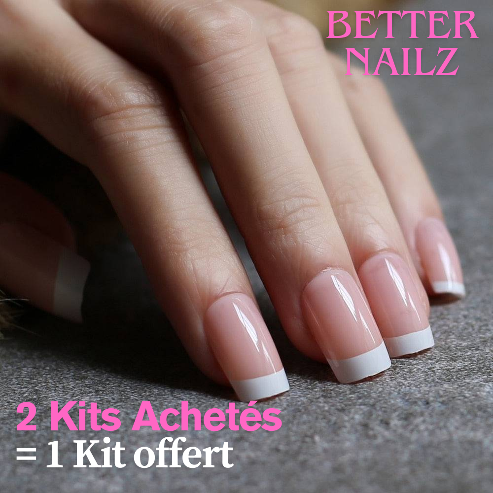 Faux Ongles French Carré Courts Rosé
