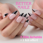Faux Ongles Noirs Amande Longs