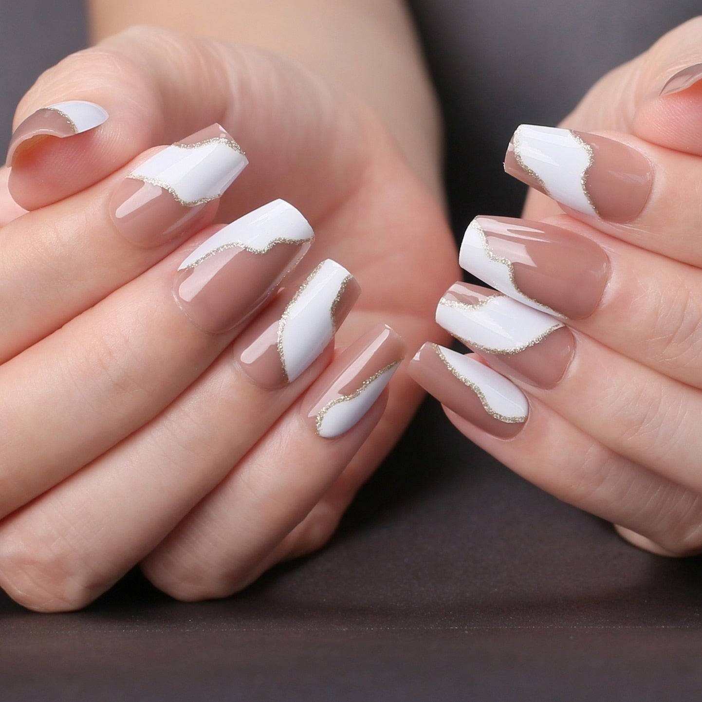 Faux Ongles Dégradé Blanc Carré Longs