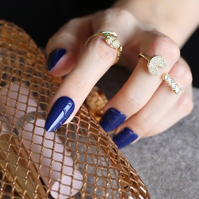 Faux Ongles Bleu Pointu