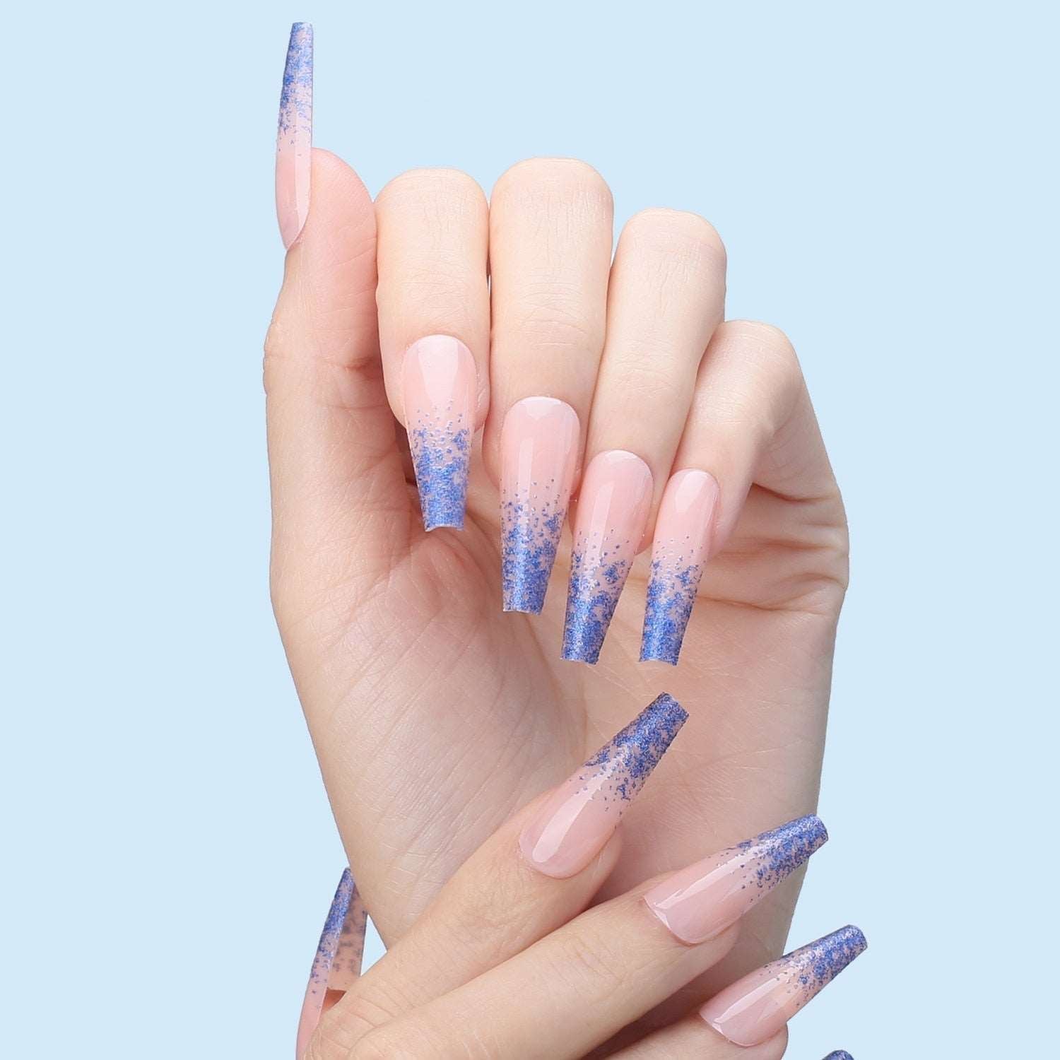 Faux Ongles Ballerine Roses & Bleus