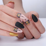 Faux Ongles Noirs Amande Longs