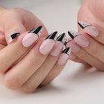 Faux Ongles Noirs Amande Longs