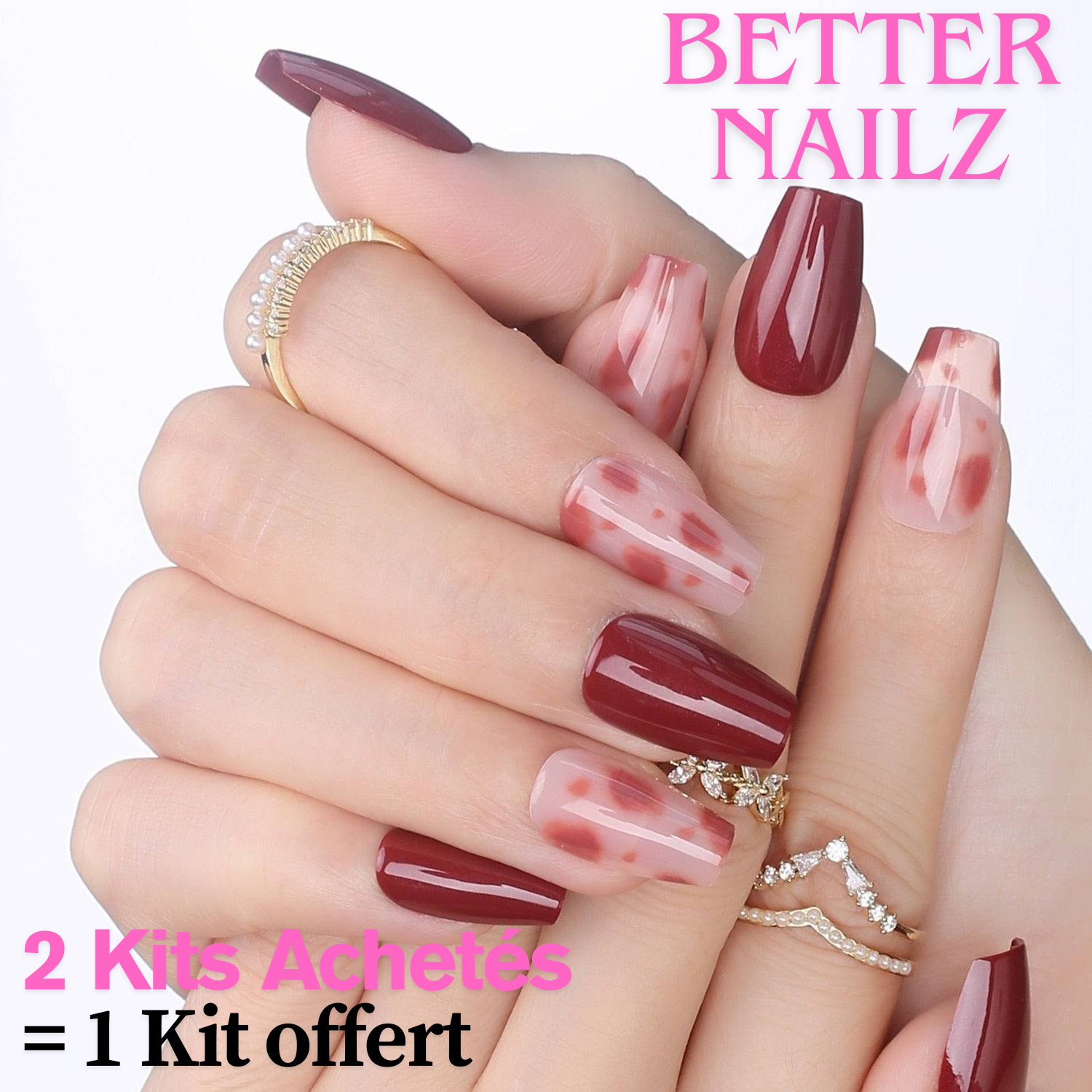 Faux Ongles Rouge Ballerine Longs