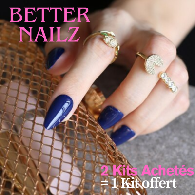 Faux Ongles Bleu Pointu