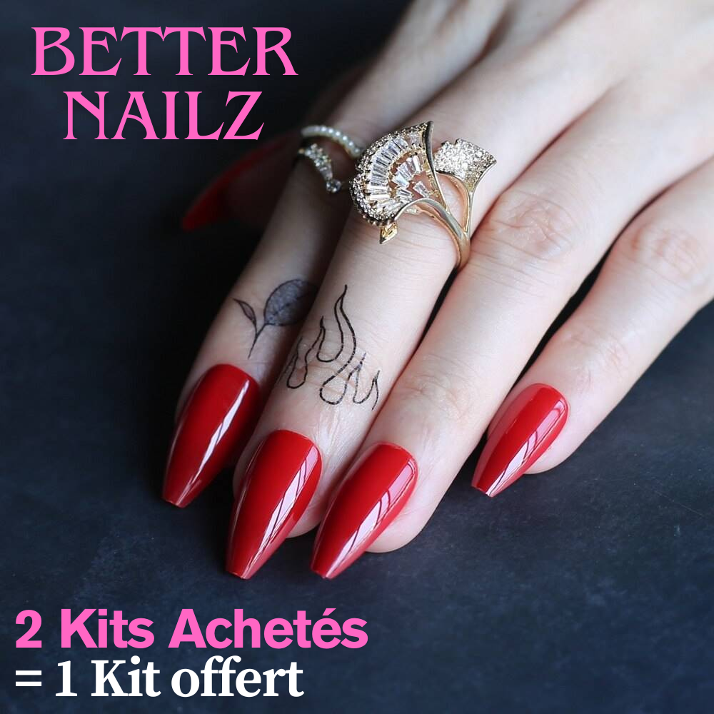 Faux Ongles Rouge Ballerine Longs