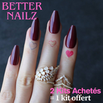 Faux Ongles en Gel Bordeaux Longs