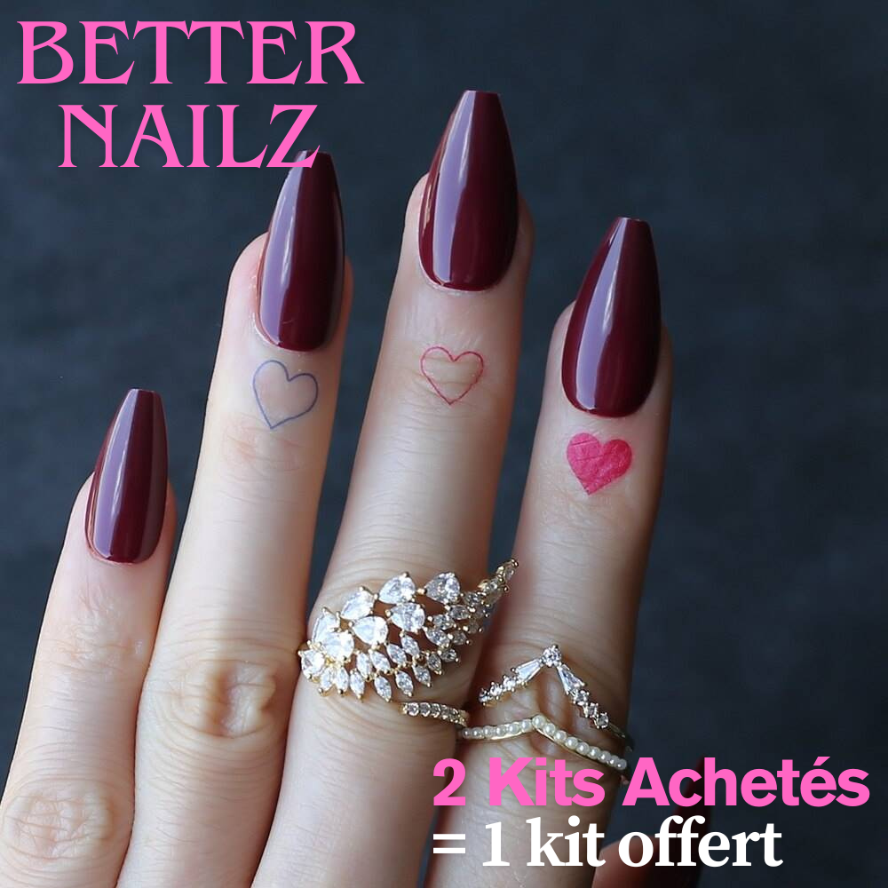 Faux Ongles en Gel Bordeaux Longs
