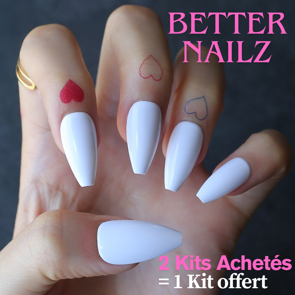 Faux Ongles Longs Blancs Forme Ballerine