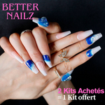 Faux Ongles Bleus Pailletés Ballerine Longs