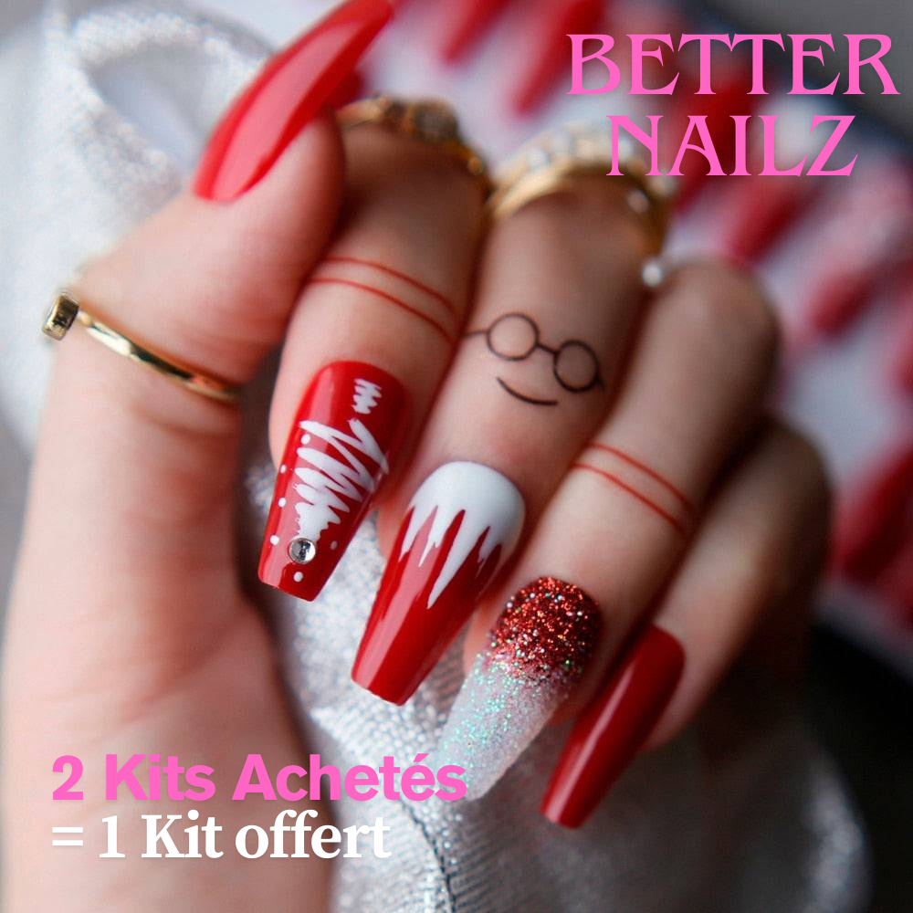 Faux Ongles Noël Ballerine moyen en Gel