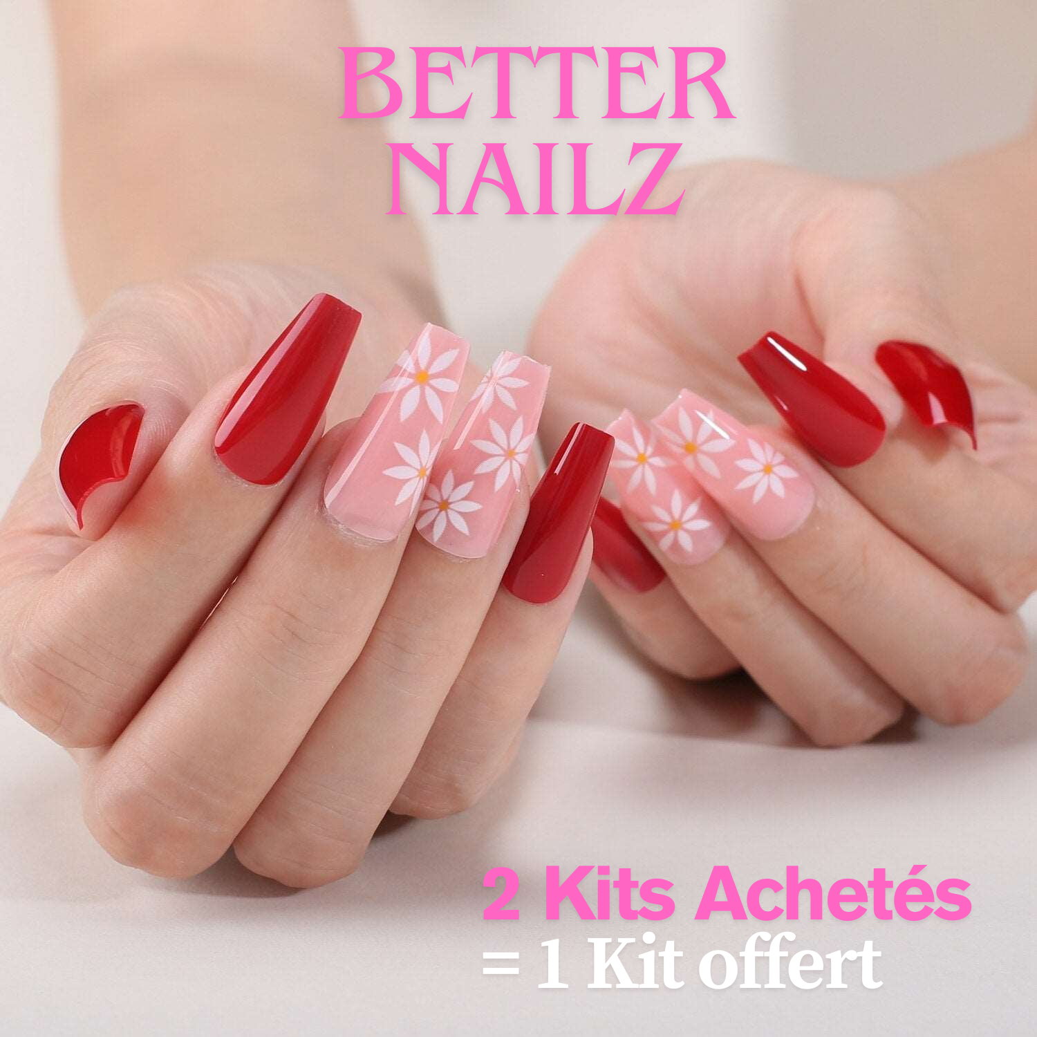 Faux Ongles Rouge en Gel