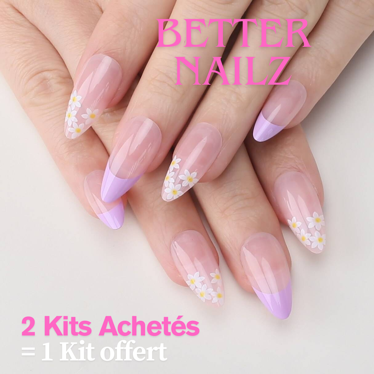 Faux Ongles Motif Fleurs