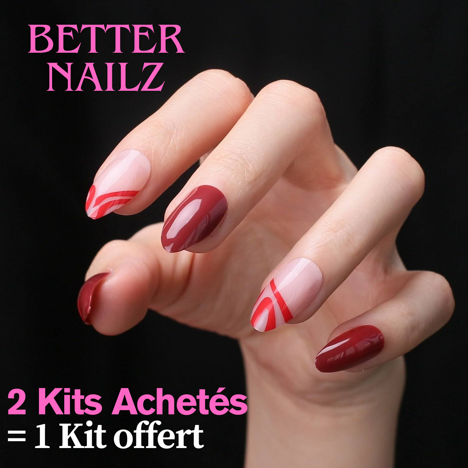 Faux Ongles Rouge Rond court