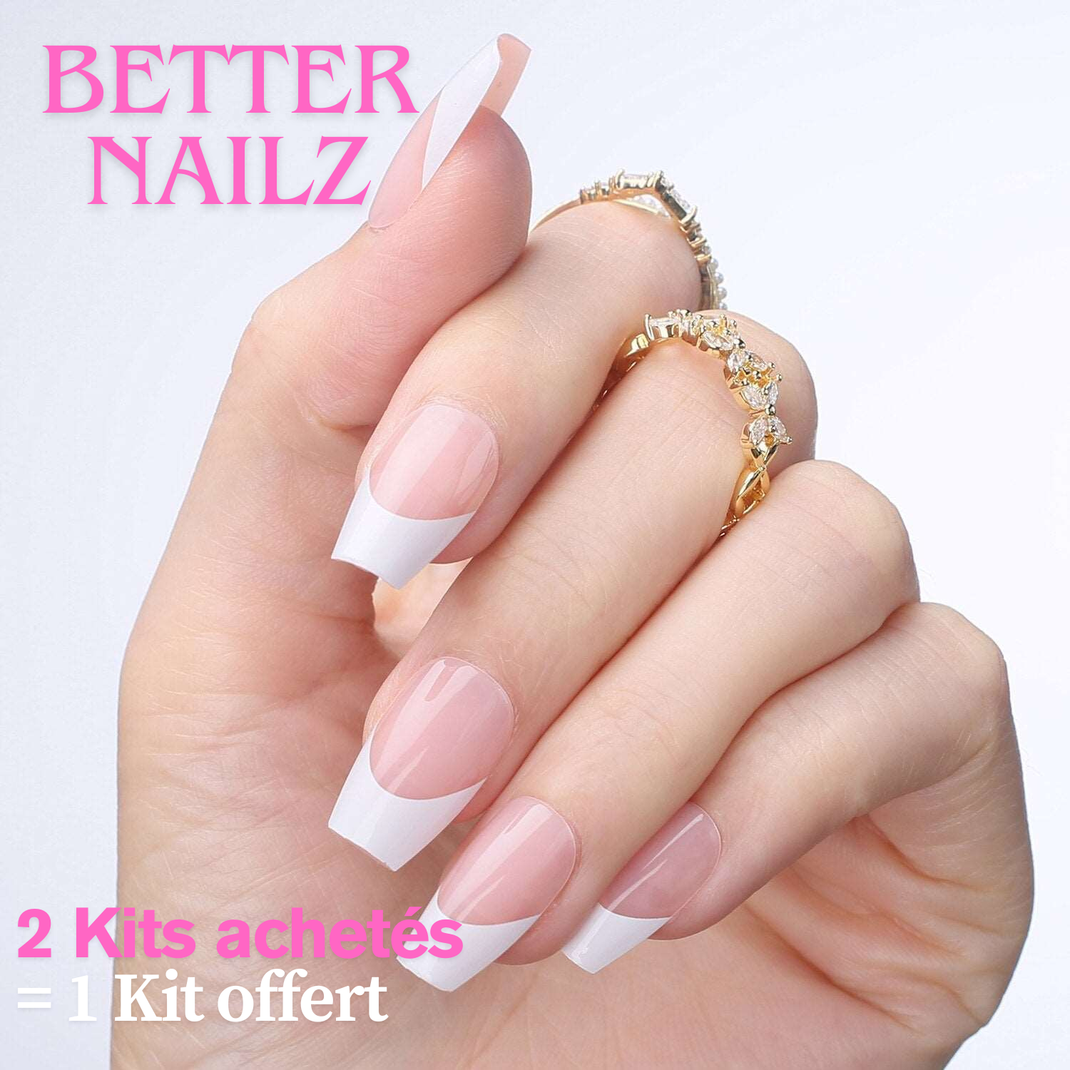 Faux Ongles French Blanc Ballerine Longs