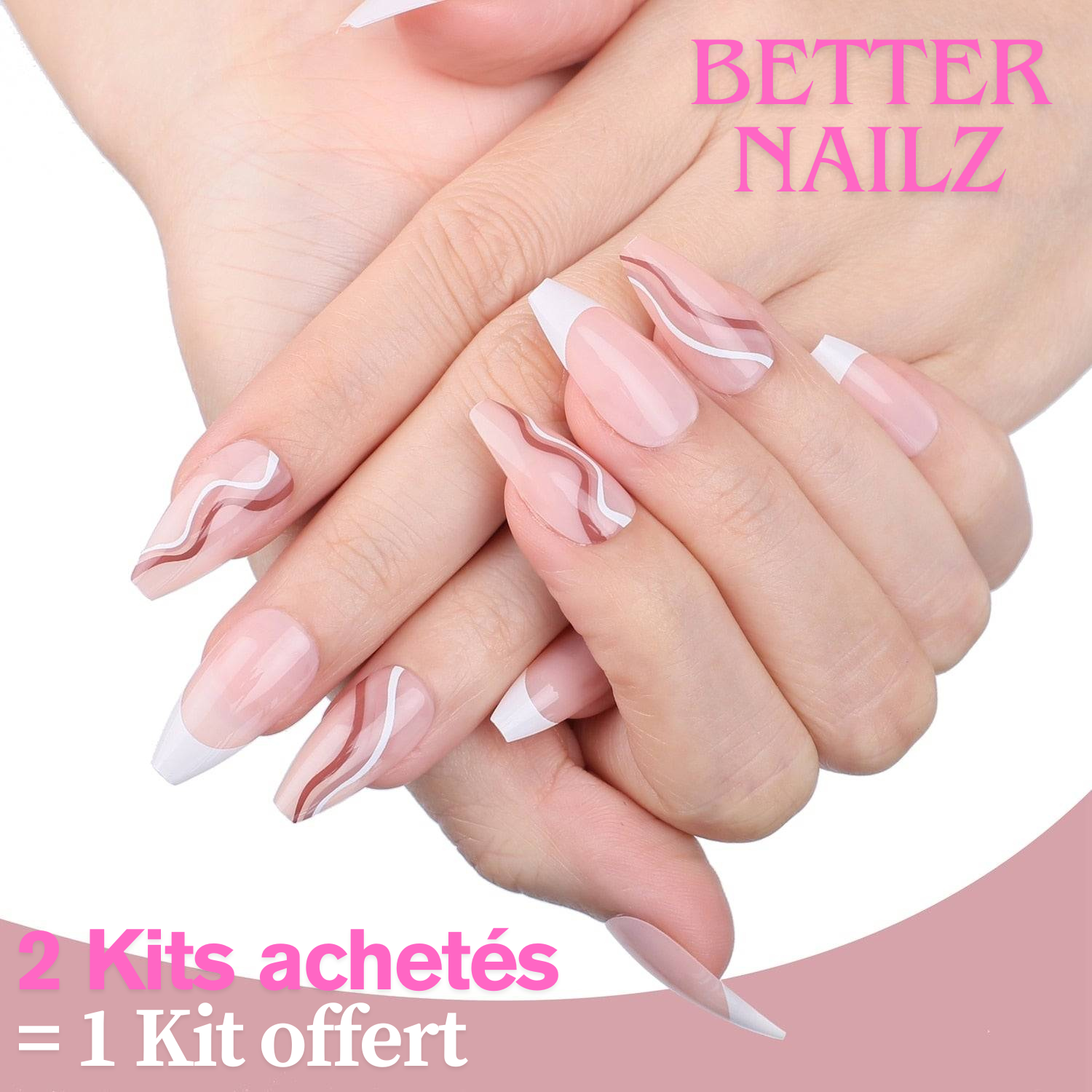 Faux Ongles French Dégradé Roses Longs