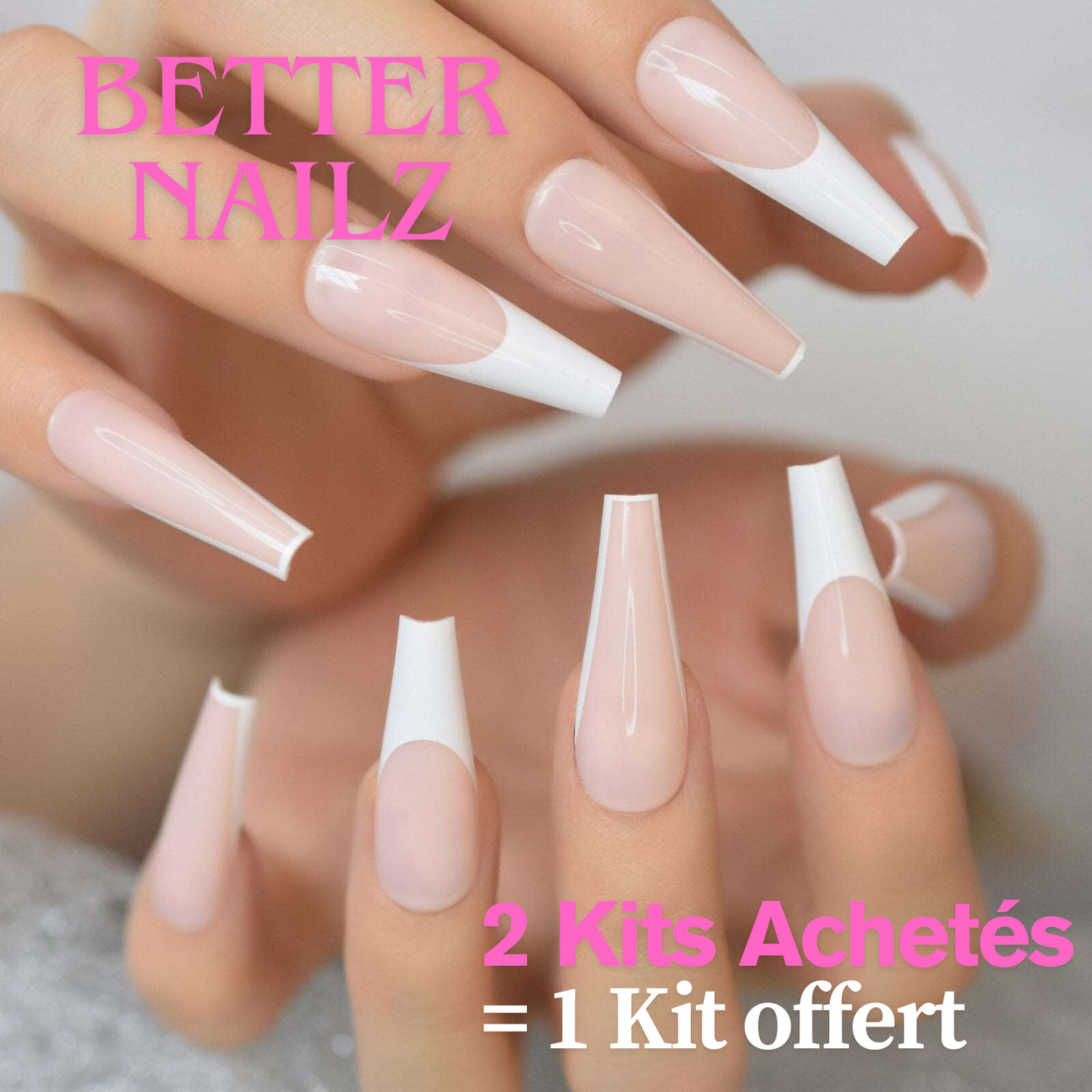 Faux Ongles French Beige Ballerine Longs