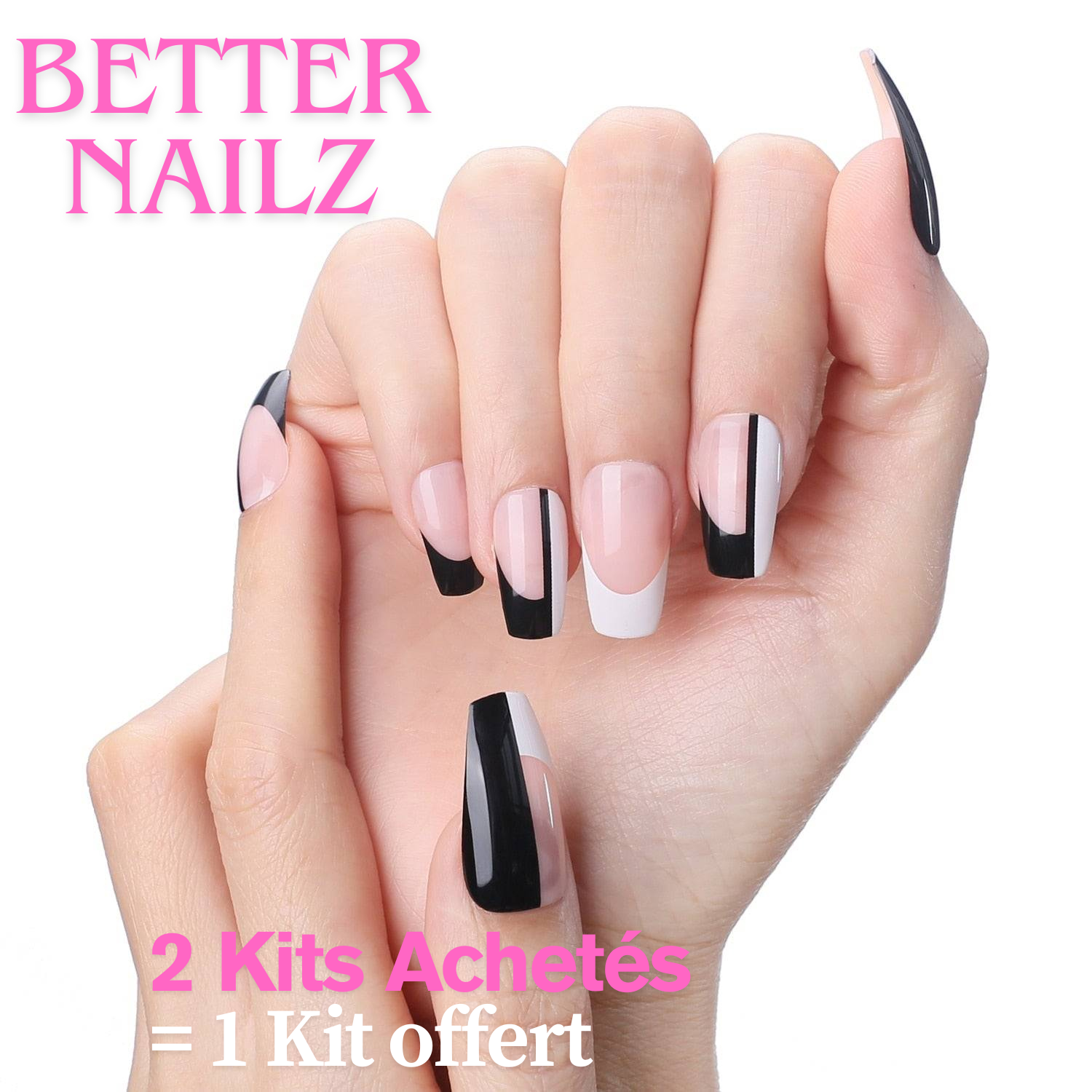 Faux Ongles Ballerine Tricolores