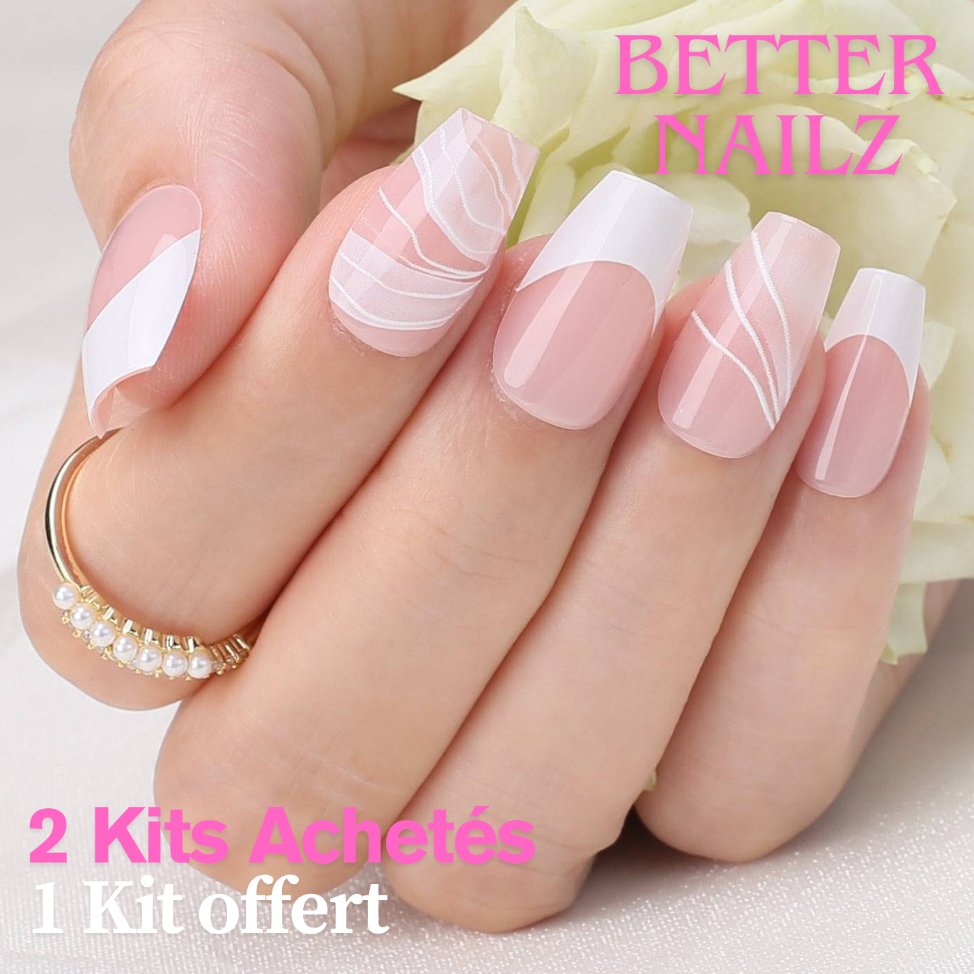 Faux Ongles French Dégradé Carrés