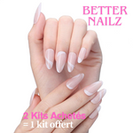 Faux Ongles Roses Nude Amande Longs