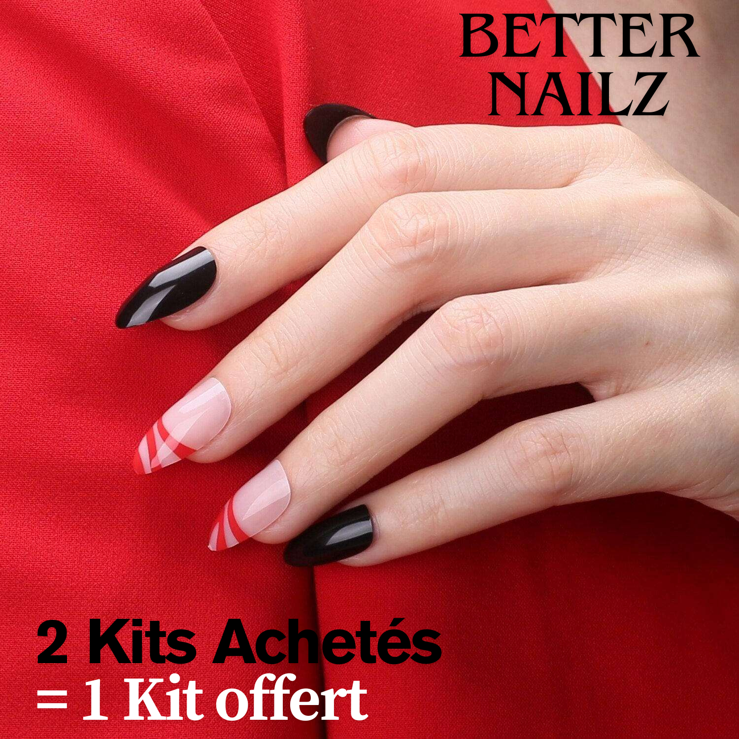 Faux Ongles Noir Amande Longs