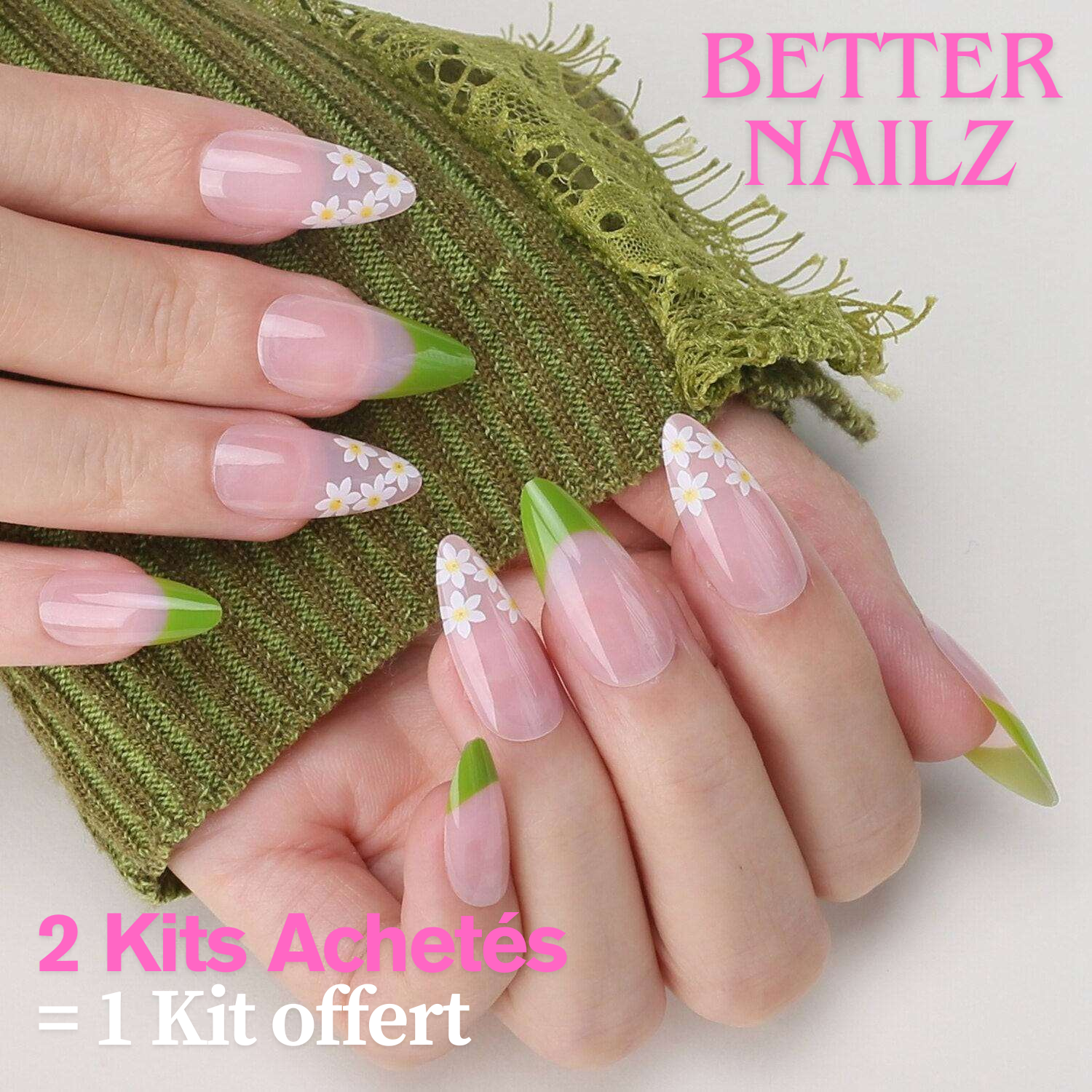 Faux Ongles Naturel Amande Longs