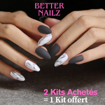 Faux Ongles Noirs Amande Longs