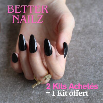 Faux Ongles Noir Amande Longs