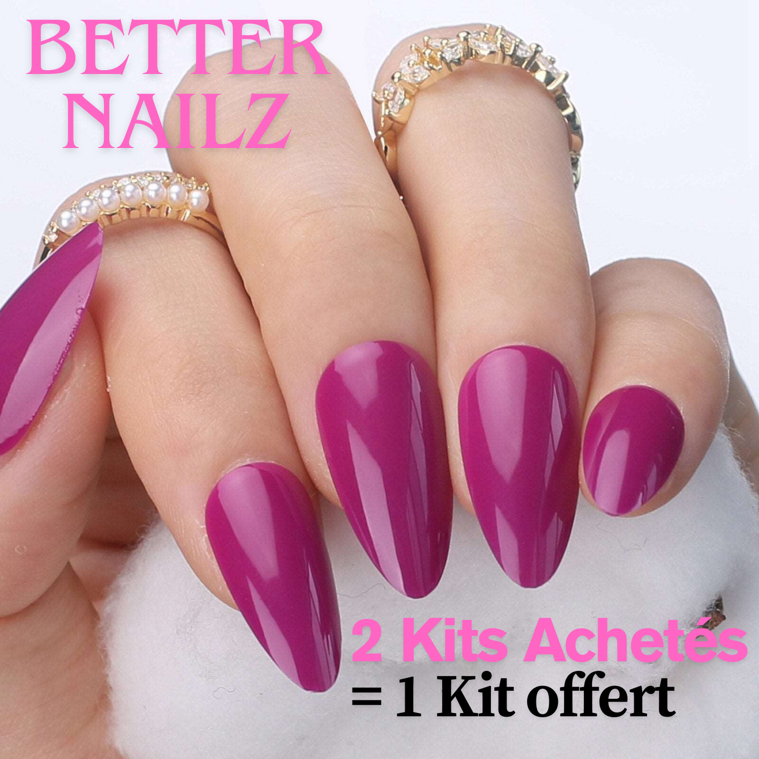 Faux Ongles Roses Amande Longs