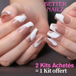 Faux Ongles Dégradé Blanc Marron Carré Longs