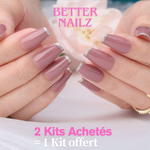 Faux Ongles French Carrés Courts Roses & Gris
