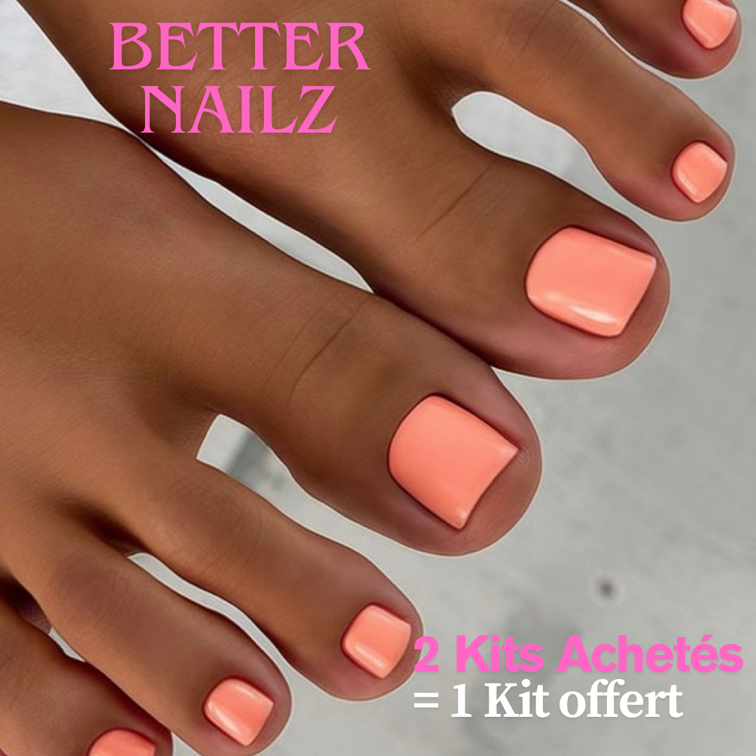 Faux ongles pour pieds - Corail