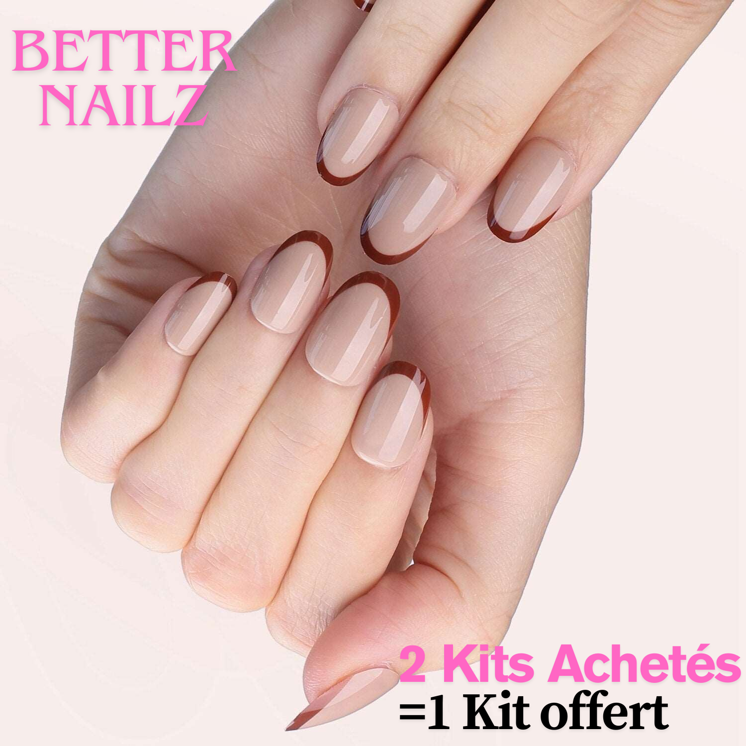 Faux Ongles Beige Ronds Courts