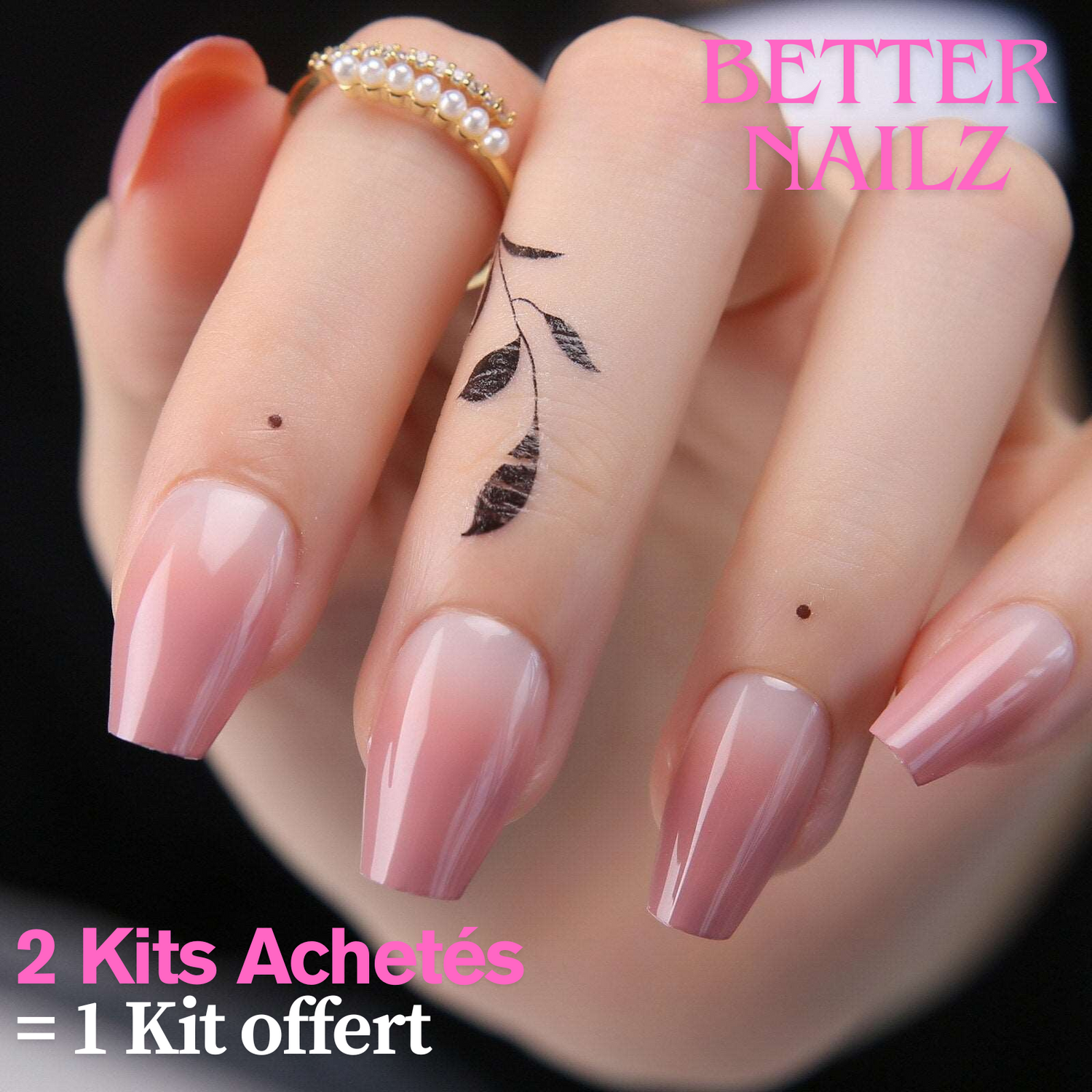 Faux Ongles Roses Matte Ballerine