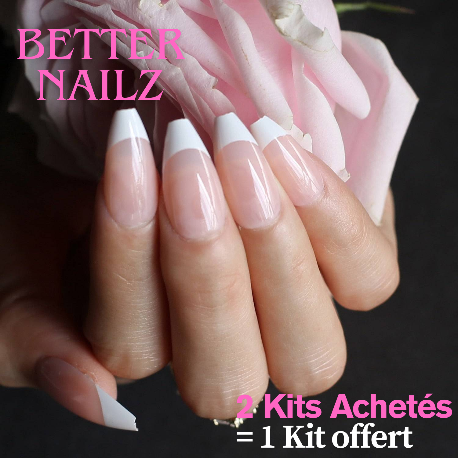 Faux Ongles Mi-Longs French Nude Forme Ballerine