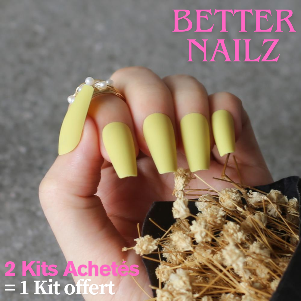 Faux Ongles Jaune Ballerine Longs