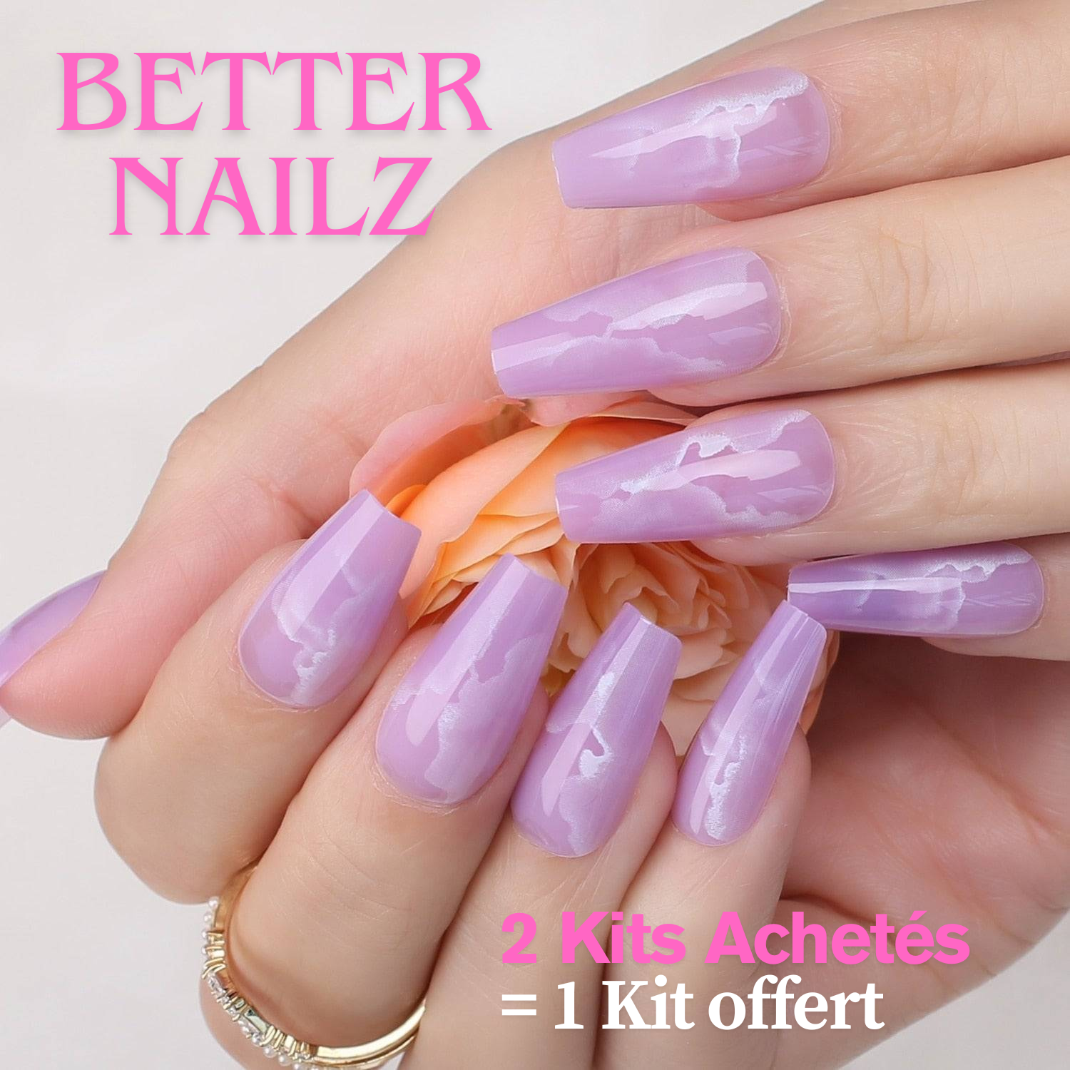 Faux Ongles Violet Ballerine Longs