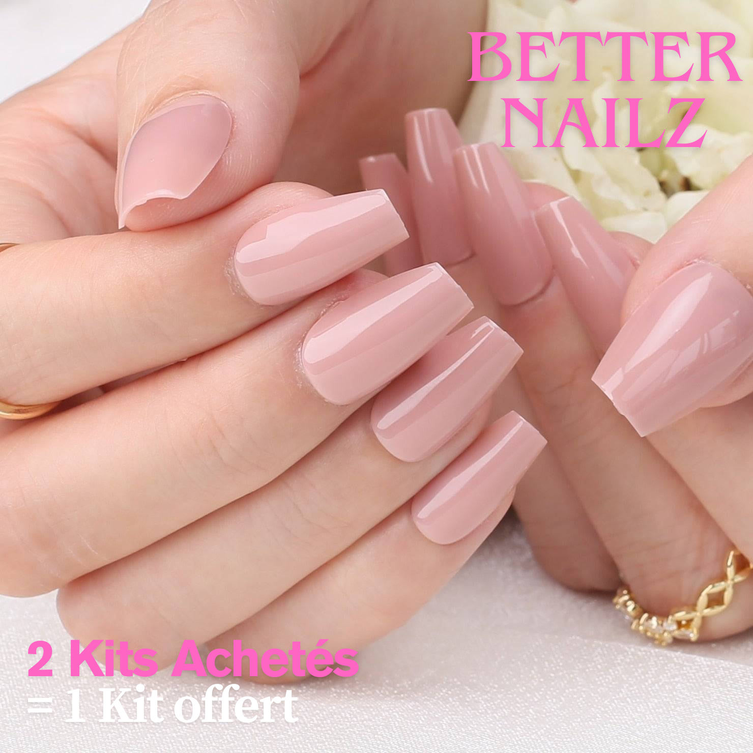 Faux Ongles Naturel Ballerine Longs